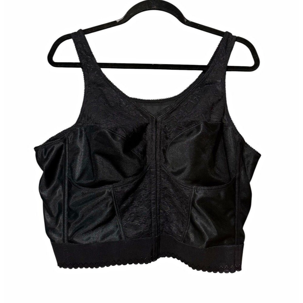 Exquisite Form 5107565 46C Black Front Close Wire-Free Longline Posture Bra